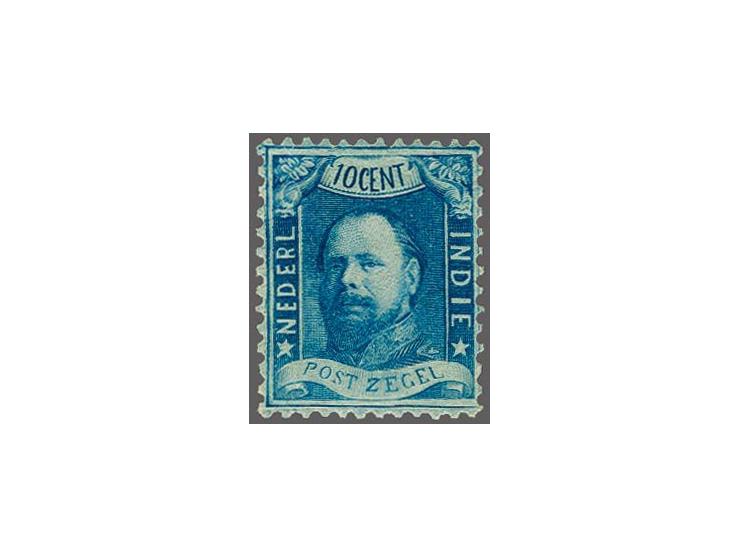 Getande kleurproef Willem III in blauw, pracht ex., cat.w. fl. 500