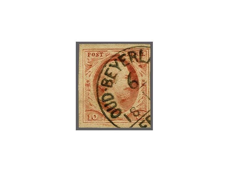 Oud-Beyerland C (Ey 900) op 10 cent bruinrood plaat VI, vrijwel pracht ex. (rechts kort, doch niet aangesneden)