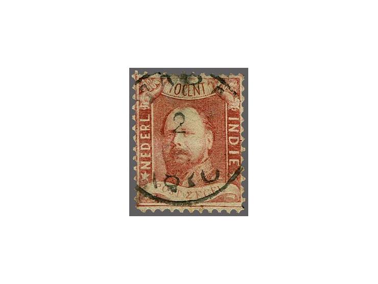 10 cent karmijnrood met rondstempel Samarang, pracht ex.