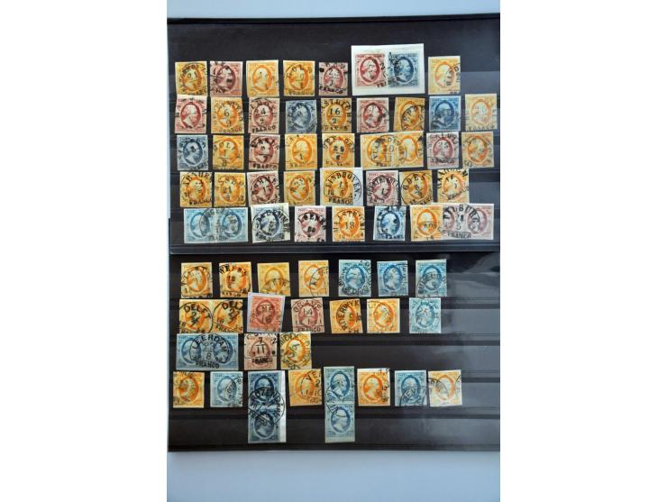 collectie van ruim 500 ex. en 12 brieven w.b. veel mooie afdrukken en betere stempels w.b. Almelo C op nr. 3, Culemborg C op 