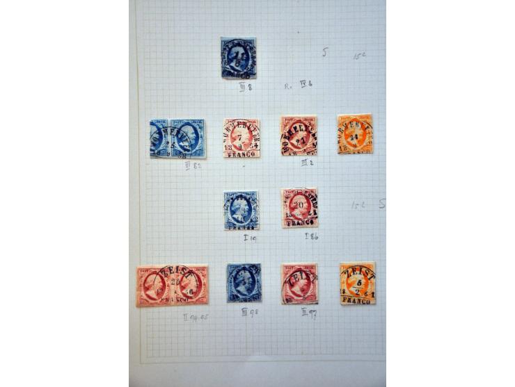 collectie van ruim 500 ex. en 12 brieven w.b. veel mooie afdrukken en betere stempels w.b. Almelo C op nr. 3, Culemborg C op 