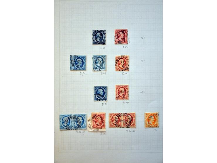 collectie van ruim 500 ex. en 12 brieven w.b. veel mooie afdrukken en betere stempels w.b. Almelo C op nr. 3, Culemborg C op 