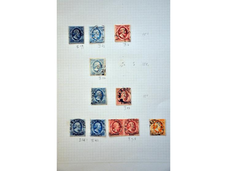 collectie van ruim 500 ex. en 12 brieven w.b. veel mooie afdrukken en betere stempels w.b. Almelo C op nr. 3, Culemborg C op 