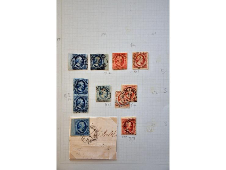 collectie van ruim 500 ex. en 12 brieven w.b. veel mooie afdrukken en betere stempels w.b. Almelo C op nr. 3, Culemborg C op 