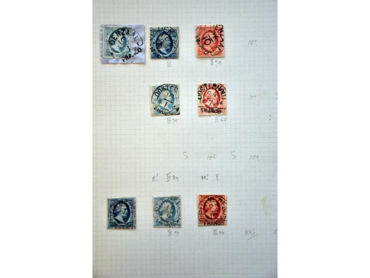 collectie van ruim 500 ex. en 12 brieven w.b. veel mooie afdrukken en betere stempels w.b. Almelo C op nr. 3, Culemborg C op 