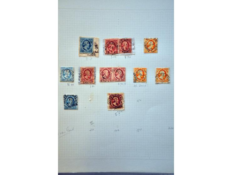 collectie van ruim 500 ex. en 12 brieven w.b. veel mooie afdrukken en betere stempels w.b. Almelo C op nr. 3, Culemborg C op 