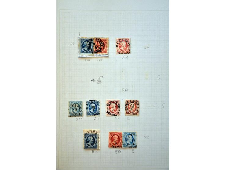 collectie van ruim 500 ex. en 12 brieven w.b. veel mooie afdrukken en betere stempels w.b. Almelo C op nr. 3, Culemborg C op 