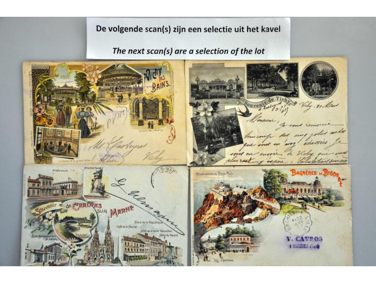 200 ex. meest zeer oude met veel litho kaarten in album