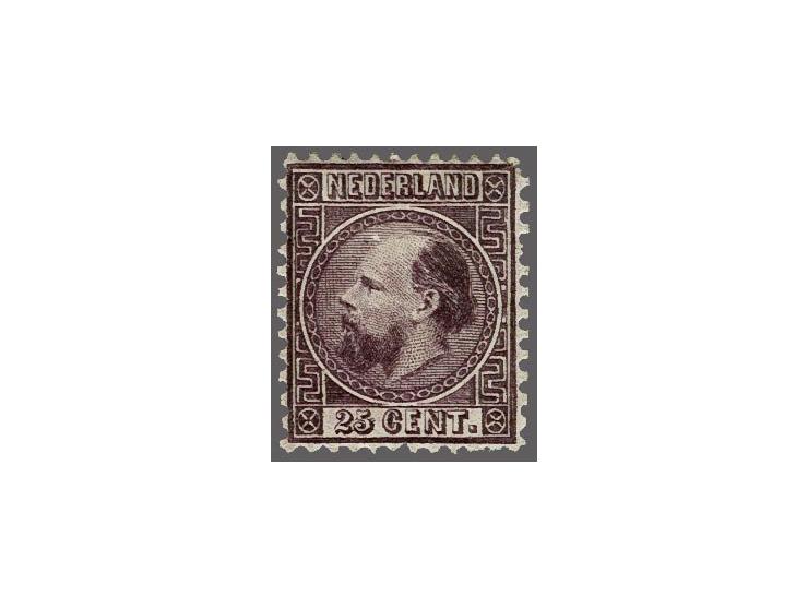 25 cent donkerviolet type I tanding 12¾ x 11¾, fraai ex. (hoektandje aangezet, korte tand rechts) doch zeer mooi van kleur en