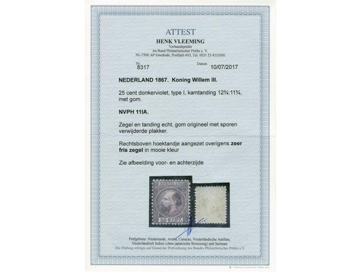 25 cent donkerviolet type I tanding 12¾ x 11¾, fraai ex. (hoektandje aangezet, korte tand rechts) doch zeer mooi van kleur en
