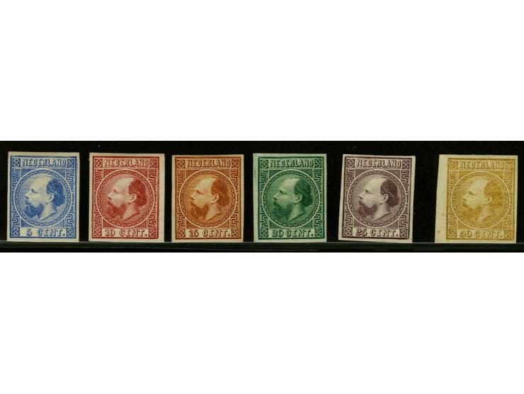5 t/m 50 cent type II met variëteit geheel ongetand, pracht ex. met volle originele gom (nr. 11 zonder gom), cat.w. 2600