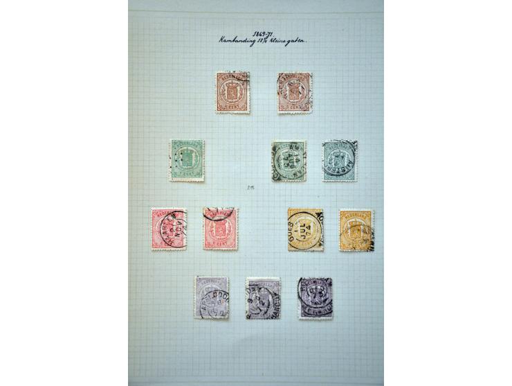 collectie gestempeld w.b. tandingen (o.a. nr. 18A), stempels, nrs. 14 en 15 met variëteit zonder punt etc. keurig opgezet op 