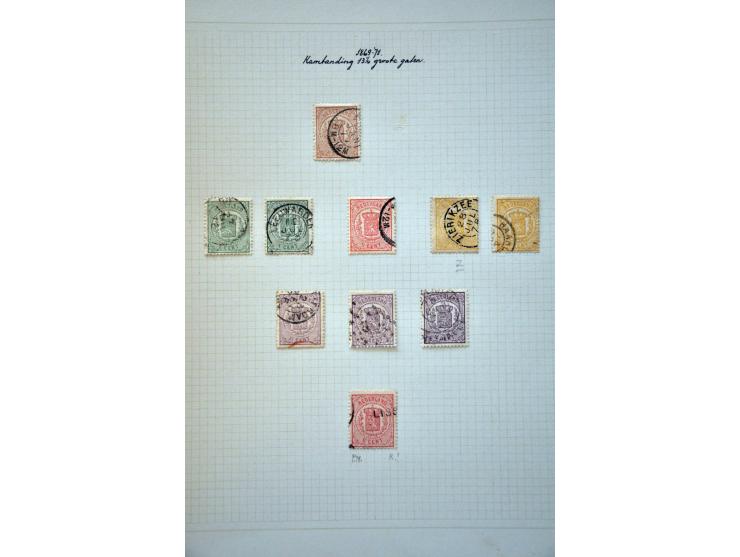 collectie gestempeld w.b. tandingen (o.a. nr. 18A), stempels, nrs. 14 en 15 met variëteit zonder punt etc. keurig opgezet op 