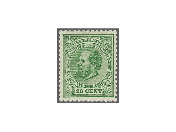 20 cent groen tanding 12½ kleine gaten, zeer fris pracht ex. met certificaat Vleeming 2017, cat.w. 725