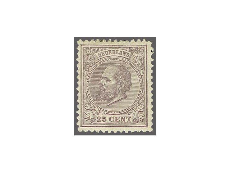25 cent grijslila tanding 12½ grote gaten, pracht ex. met certificaat Vleeming 2017, cat.w. 900