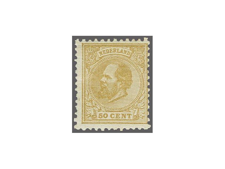 50 cent geelbruin tanding 11½ x 12 grote gaten, zeer fris pracht ex. (onbeduidend bruin tandpuntje) met certificaat Vleeming 