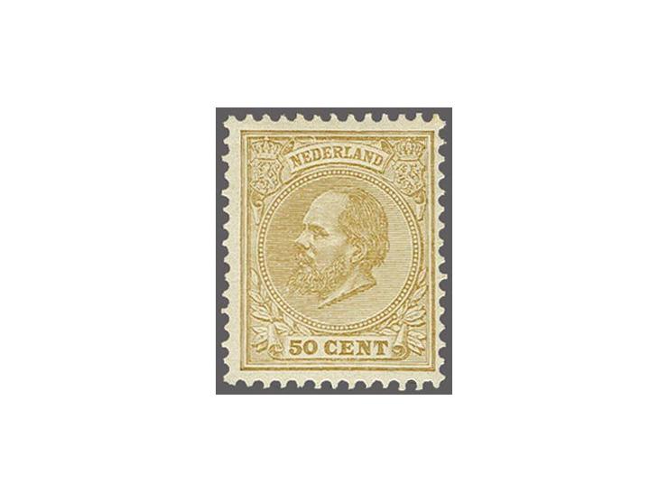 50 cent geelbruin tanding 12½ grote gaten, fris pracht ex. met certificaat Vleeming 2017, cat.w. 1000