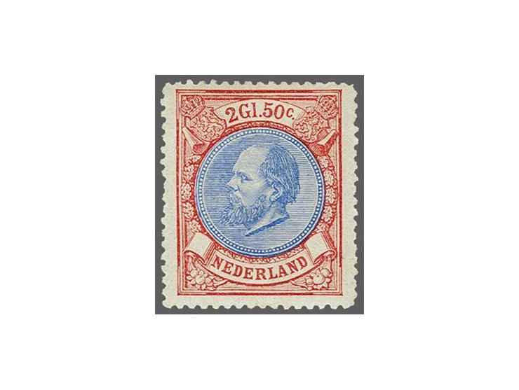 2½ gulden rood en blauw, pracht ex. gesigneerd Senf en met certificaat Vleeming 2017: Gomloos plekje overigens zeer fris zege