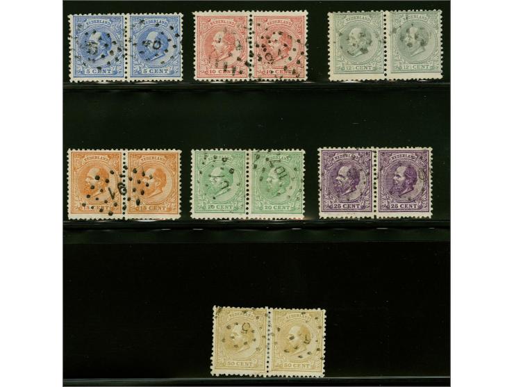 5 t/m 50 cent in gecombineerde tandingparen 11½ x 12 + 12½ x 12, pracht ex. (nr. 26H miniem dun stipje), cat.w. 1640
