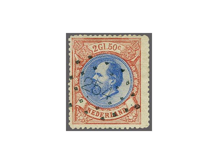 2½ gulden rood en blauw met puntstempel 254 - Heemstede -, pracht ex. met certificaat Vleeming 2017, cat.w. 400+150