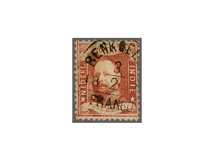 Benkoelen (Voerman 750) op 10 cent karmijnrood, pracht ex.