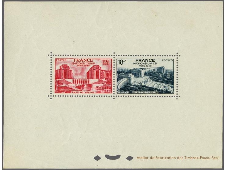 Palais de Chaillot 12 en 18 francs in bloc spéciale, miniem hoekkreukje, cat.w. 650