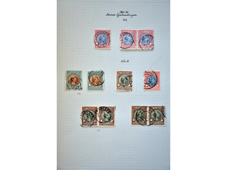 collectie gestempeld met kleuren, stempels, enkele poststukken en betere ex. w.b. 44 (2x), 47 (7x w.b. paar), 48 (3x) in mooi