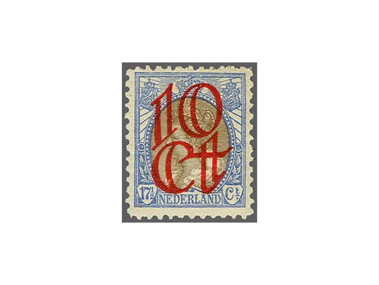 Opruimingsuitgifte 10 op 17½ cent ultramarijn en bruin tanding 11½, pracht ex. met certificaat Vleeming 2017: Zegel en tandin