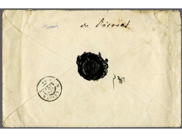 Doppeladler in boekdruk 5 kreuzer rood en 25 kreuzer lila op aangetekende envelop van Sarajevo 22-11-1899 naar Leiden, fraai 