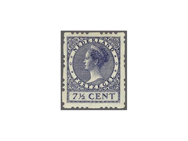 Driegaats 7½ cent violet, pracht ex. met certificaat Vleeming 2017: Gom licht ingedroogd overigens fris zegel zonder gebreken