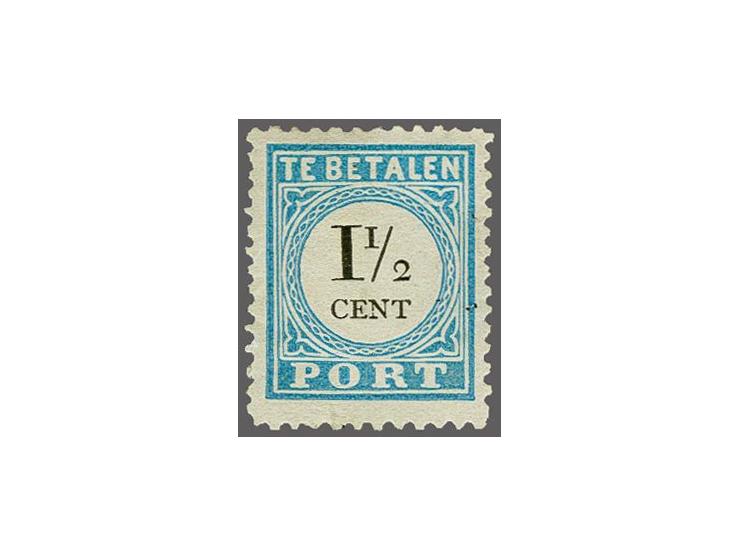 1½ cent lichtblauw tanding 11½ x 12 type IV, pracht ex. met certificaat Vleeming 2017: Gom gelig en gomloos plekje overigens 