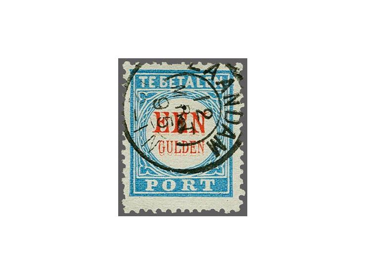1 gulden lichtblauw tanding 12½ x 12 type III met variëteit een gulden dubbel gedrukt, pracht ex. met certificaat Vleeming 20