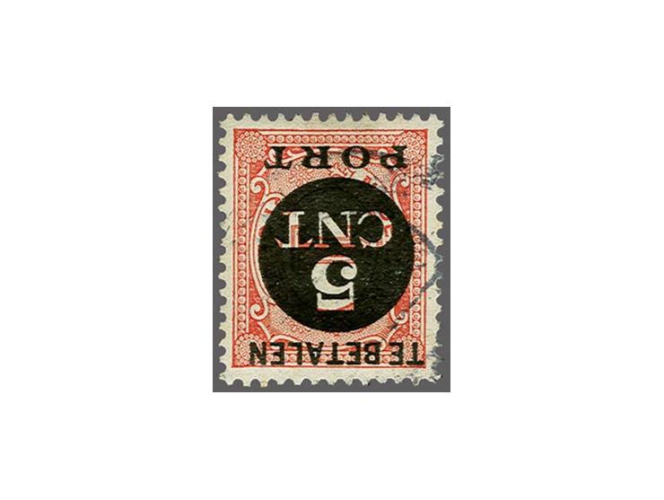 Hulpuitgifte 5 op 1 cent rood met variëteit kopstaande opdruk, pracht ex., cat.w. 450