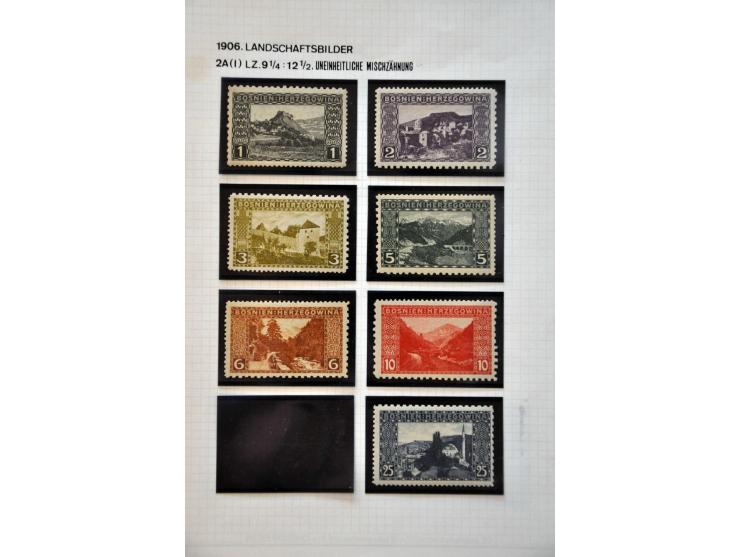 138 stuks **/*, veel 1906, met tandingenvariëteiten w.b. paren (enkele midden ongetand), mengtandingen, deels ongetand, etc.