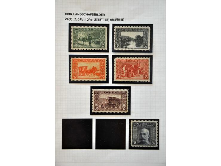 138 stuks **/*, veel 1906, met tandingenvariëteiten w.b. paren (enkele midden ongetand), mengtandingen, deels ongetand, etc.
