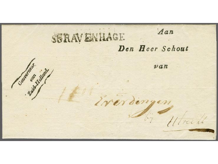 Complete gedrukte brief van 'sGravenhage 1 April 1823 (naamstempel als vertrekstempel) naar Everdingen bij Utrecht en op acht