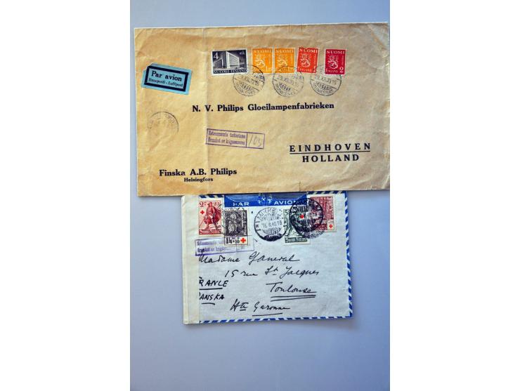 29 luchtpostenveloppen december 1939-april 1944 w.b. aangetekend en expres en alle met censuur, w.b. naar Nederland, Engeland