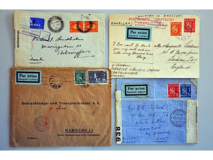 29 luchtpostenveloppen december 1939-april 1944 w.b. aangetekend en expres en alle met censuur, w.b. naar Nederland, Engeland