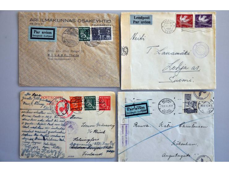 29 luchtpostenveloppen december 1939-april 1944 w.b. aangetekend en expres en alle met censuur, w.b. naar Nederland, Engeland