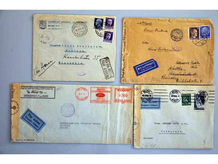 29 luchtpostenveloppen december 1939-april 1944 w.b. aangetekend en expres en alle met censuur, w.b. naar Nederland, Engeland