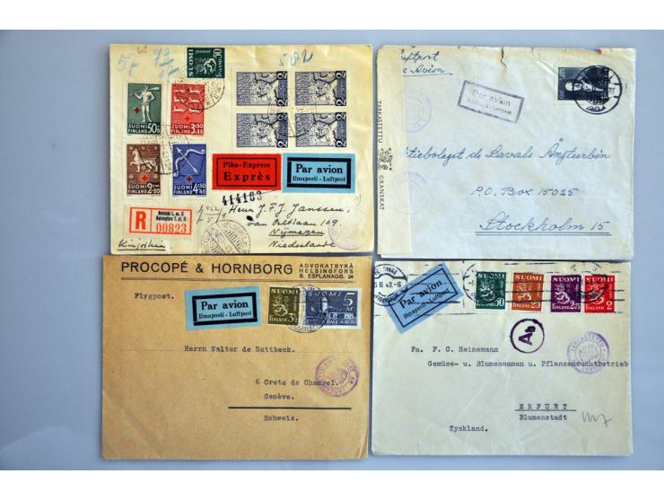 29 luchtpostenveloppen december 1939-april 1944 w.b. aangetekend en expres en alle met censuur, w.b. naar Nederland, Engeland