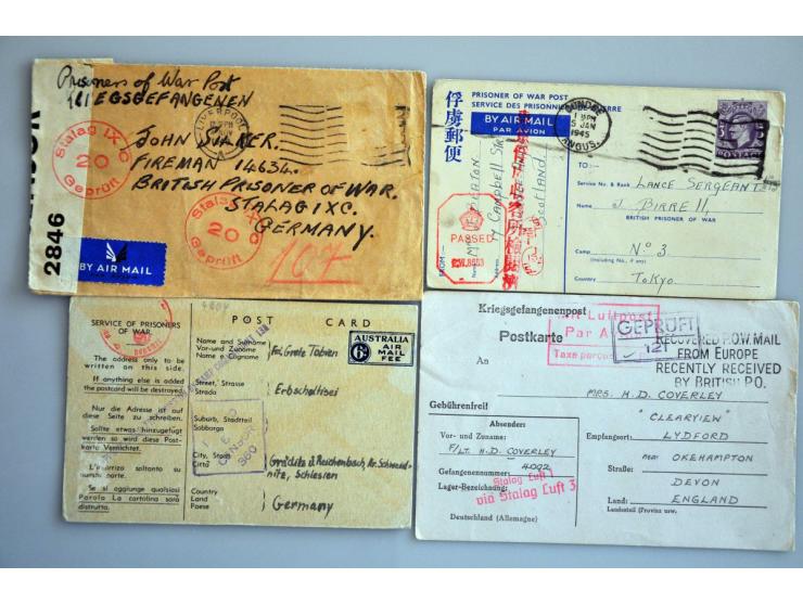 15 poststukken geïnterneerden van Zwitserland (4 stuks w.b. uit camp Burgdorf en Lager Büren), Duitsland (w.b. Lager Vittel F