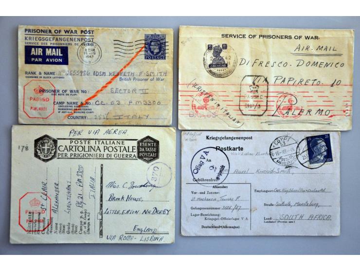 16 krijgsgevangenenpost luchtpoststukken van/naar Italiaanse, Duitse (w.b. 20.2.43 naar Lager 306 Egypte, doorgezonden naar k