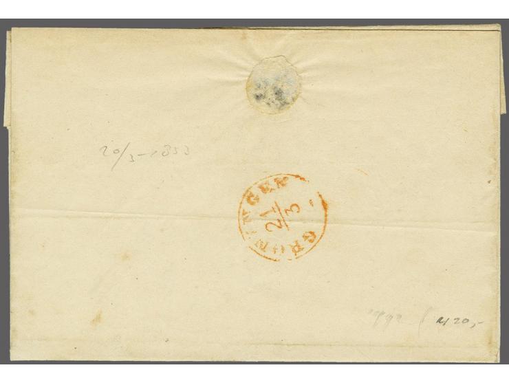 Delfzyl A (Ey 200) op 5 cent donkerstaalblauw plaat I op briefomslag 19-3-1853 naar Groningen, pracht ex.
