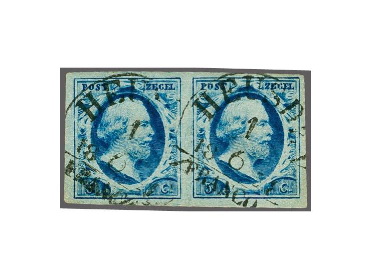 Heusden B (Ey 125) op 5 cent blauw plaat III pos. 81-82 in paar, pracht ex. gesigneerd Roumet