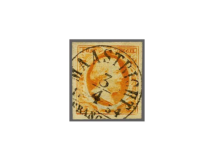 Maastricht B klein (Ey 100) op 15 cent donkeroranje, pracht ex.