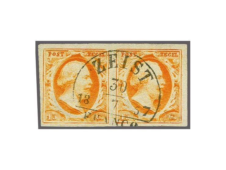 Zeist B (Ey 125) mooi en centraal op 15 cent donkeroranje pos. 79-80, pracht ex.