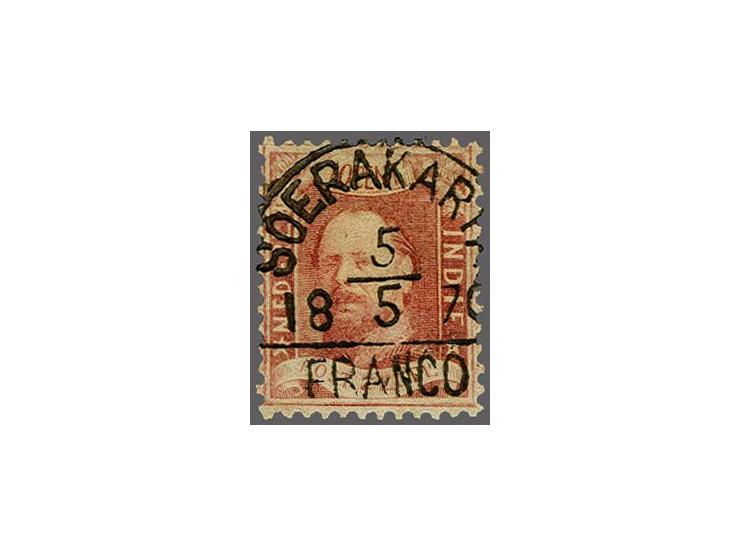 Soerakarta (Voerman 20) mooi op 10 cent karmijnrood, pracht ex.