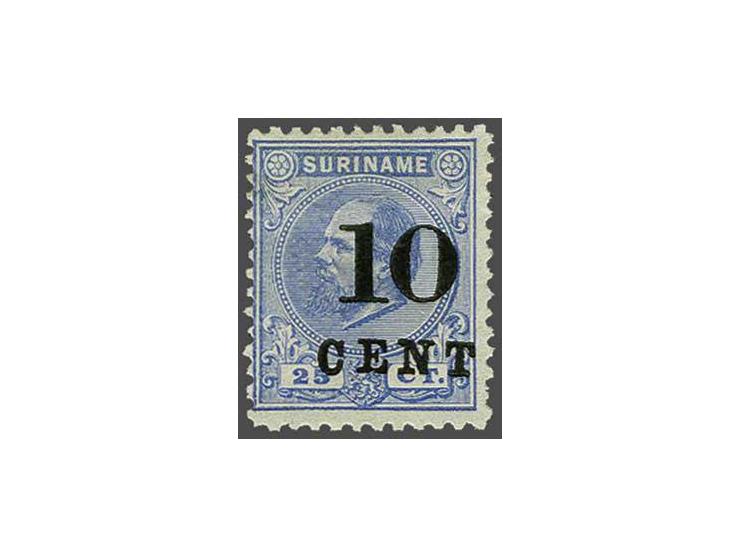 Hulpuitgifte 10 op 25 cent ultramarijn tanding 11½ x 12, pracht ex. (stomp tandje links) met certificaat Vleeming 2017, cat.w