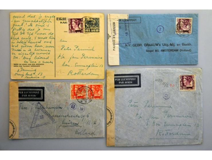 Nederlands-Indië - Nederland 1939 - jan.1941, 100 poststukken w.b. verbroken verbindingen, retour afzender, veel luchtpost me